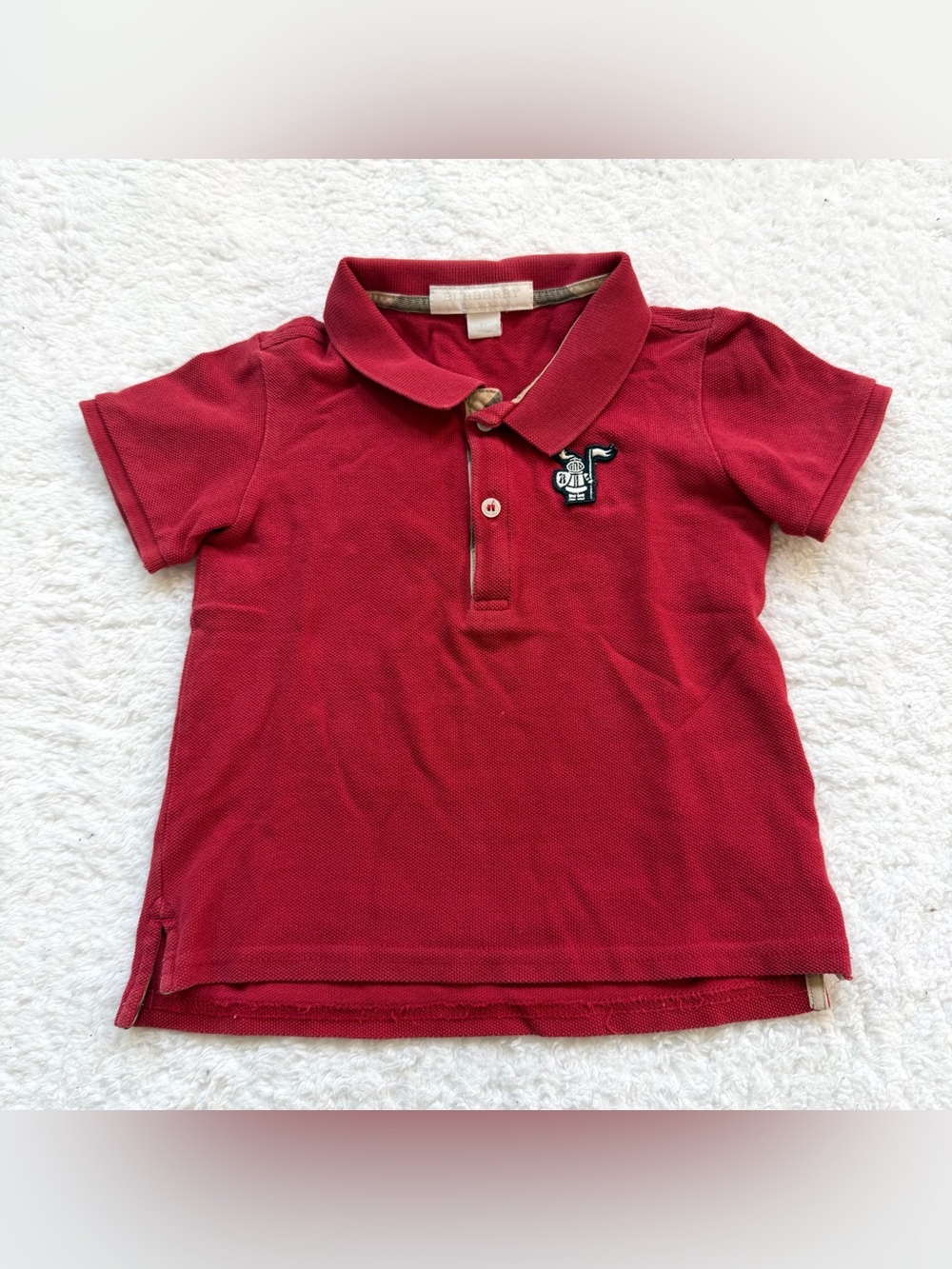 Burberry Toddler boy polo shirt short sleeve 2Y Red Black nova check tops